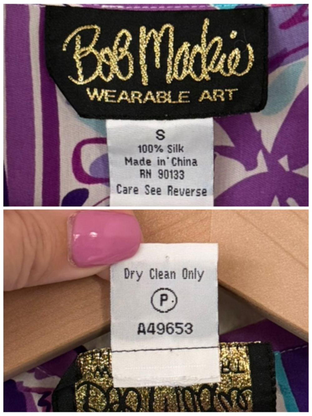 BOB MACKIE S Silk Wearable Pop Art Animal Button Down Shirt Cat Fish Bird Blouse - Picture 9 of 11